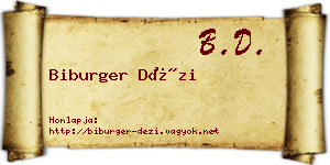 Biburger Dézi névjegykártya